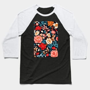 Seamless floral pattern - vibrant colors. Baseball T-Shirt